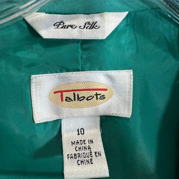 Talbots Vintage Size Size 10 Teal Pure Silk Woman’s 2 Piece Pant and Blazer Suit - Picture 9 of 16